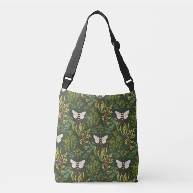 Sac Ajustable Bees and Foliage Crossbody Bag (Devant)