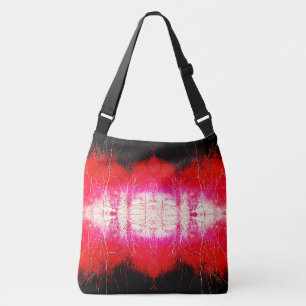 Sac Ajustable Beige Rouge-Orange Noir Symétrique Art Abstrait