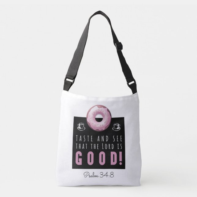 Sac Ajustable Belle Bible Verse Psaume 34:8 avec Doughnut rose (Devant)