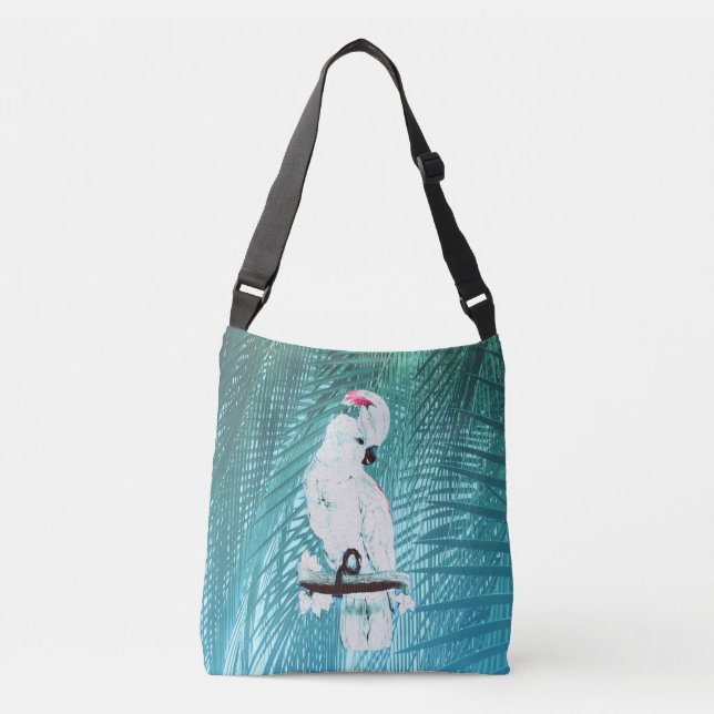 Sac Ajustable Belle cacatoès blanc palmier tropical feuille (Devant)