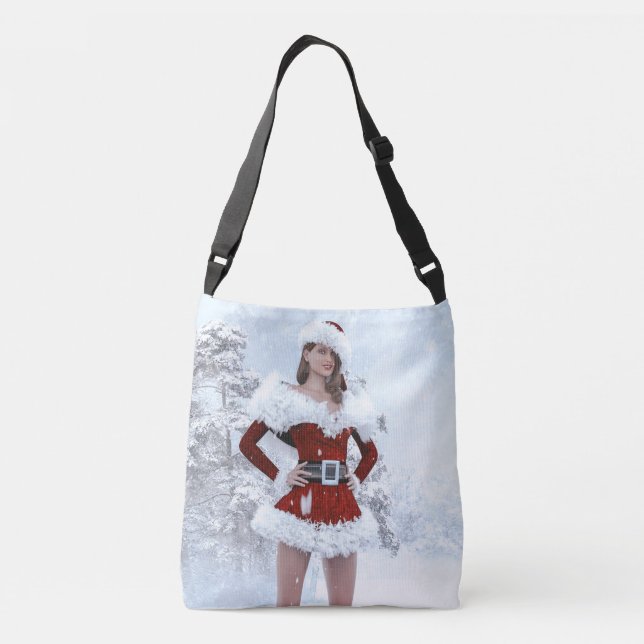 Sac Ajustable Belle femme de Noël au-dessus de la neige hivernal (Dos)
