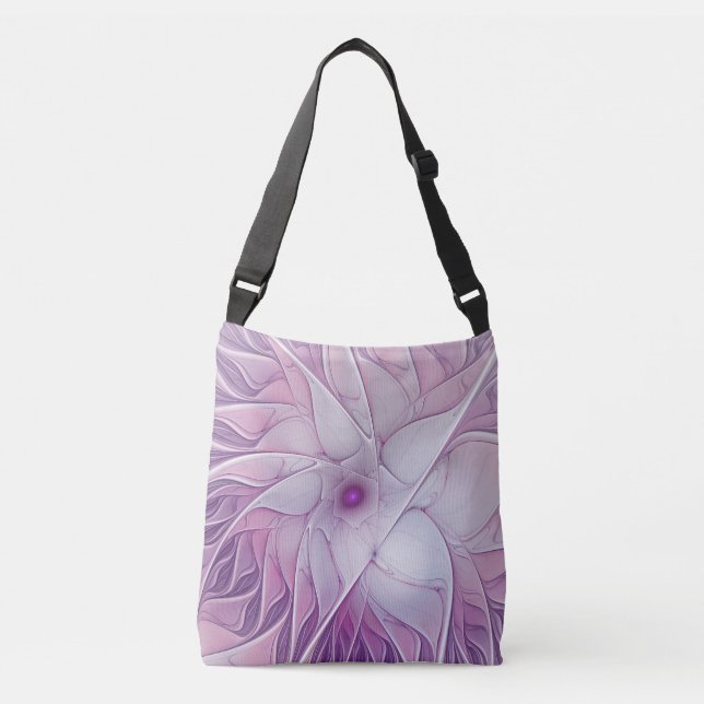 Sac Ajustable Belle Fleur rose moderne Fractal Art Abstrait (Devant)