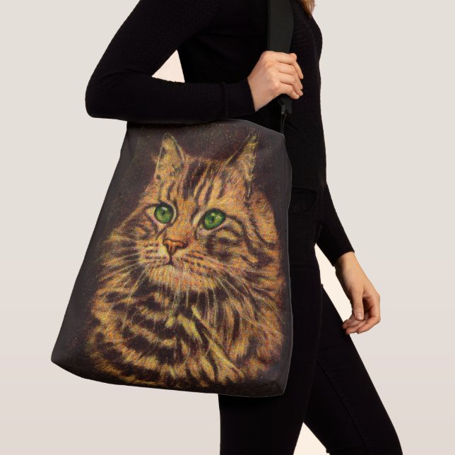 Sac Ajustable belle tabby à cheveux longs imprimé chat (De près)