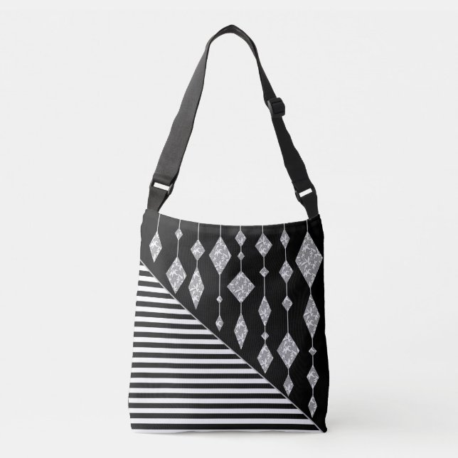 Sac Ajustable Black and white, abstract, geometric, simple, scan (Devant)