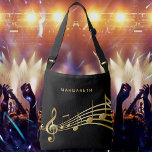 Sac Ajustable Black gold notes musique nom du musicien<br><div class="desc">Simple et élégant pour un mélomane ou un musicien ! Arrière - plan noir avec des notes de musique faux or. Modèle pour ton nom,  lettres d'or.</div>