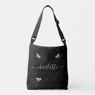 Sac Ajustable Black happy bumble abeilles été fun humour monogra
