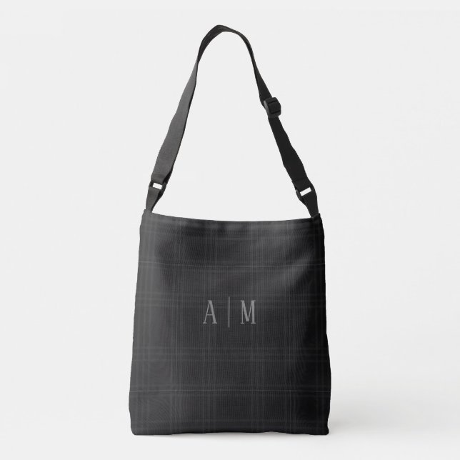 Sac Ajustable Black Scottish Tartan Custom Initial Monogram (Dos)