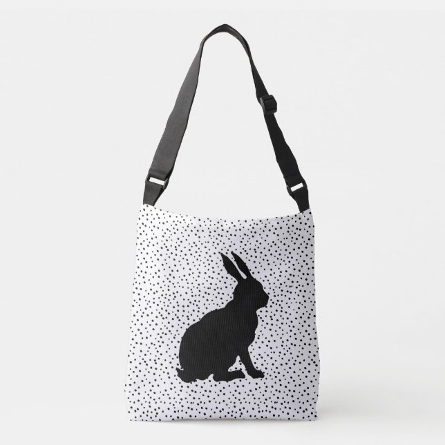Sac Ajustable Black Sitting Rabbit Silhouette Pois blanche (Devant)