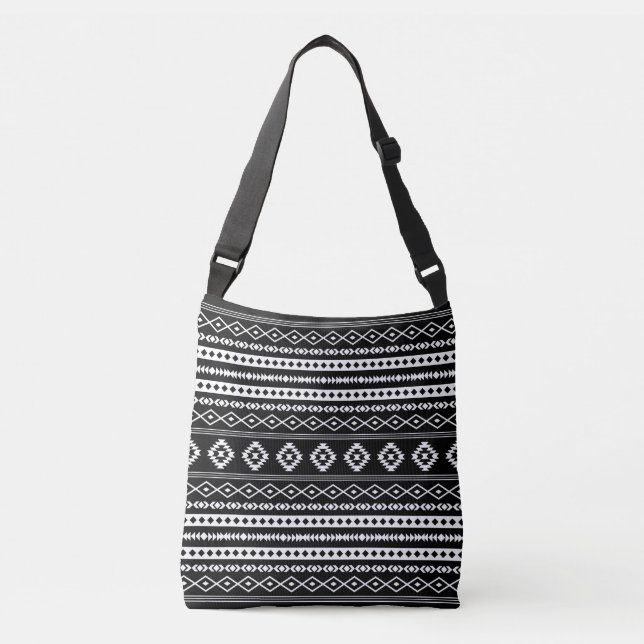 Sac Ajustable Blanc aztèque sur Motif de motifs noirs mélangés (Devant)