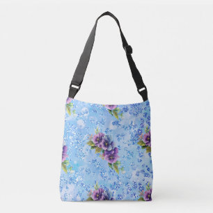 Sac Ajustable Bleu Bokeh Bling Purple & Blue Flowers