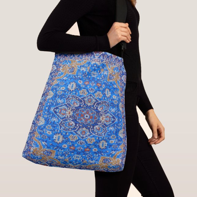 Sac Ajustable Bleu géométrique perse turquoise motif du milieu d (De près)