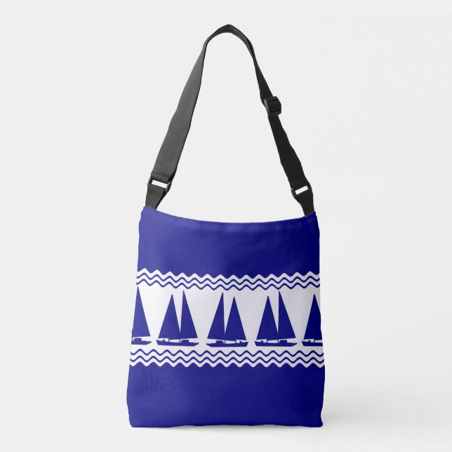 Sac Ajustable Bleu Nautique Voilier Côtière Stripes (Devant)