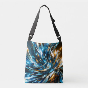 Sac Ajustable Bleu Or Abstrait Futuriste Géométrique Métallique