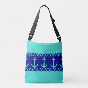 Sac Ajustable Bleu Turquoise Bleu Ancre Nautique Bandes Côtières