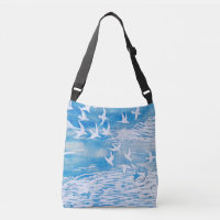 Blue Coast Birds Moderne Aquarelle Art