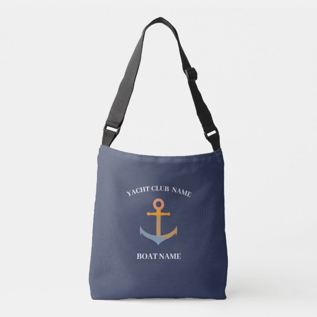 Sac Ajustable Blue Nautical Ancre yacht club bateau marina welco (Devant)