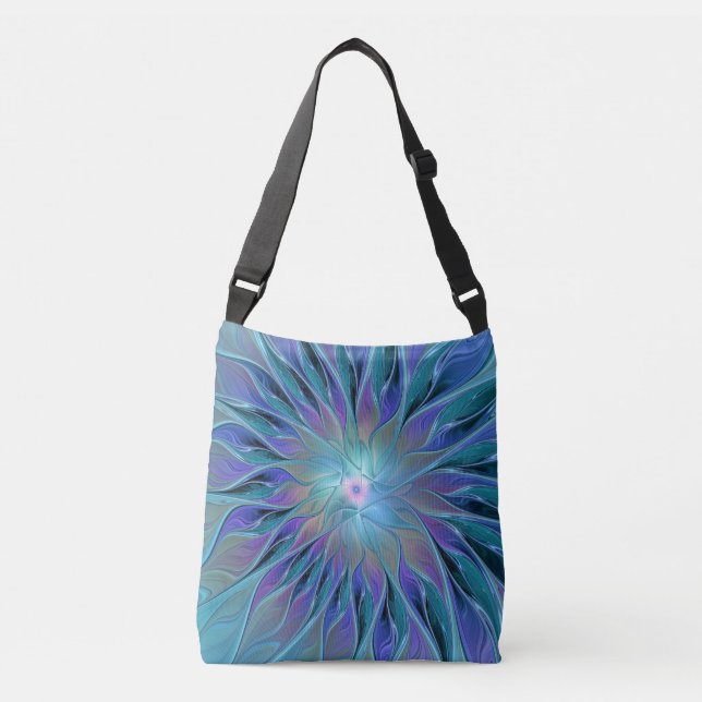 Sac Ajustable Blue Purple Flower Dream Abstrait Fractal Art (Devant)