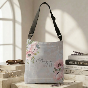Sac Ajustable Blush Poppy Florale Mariée Élégant Personnalisé