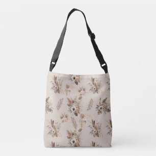 Sac Ajustable Boho Beige Floral Botanique Rose Vert Fleurs