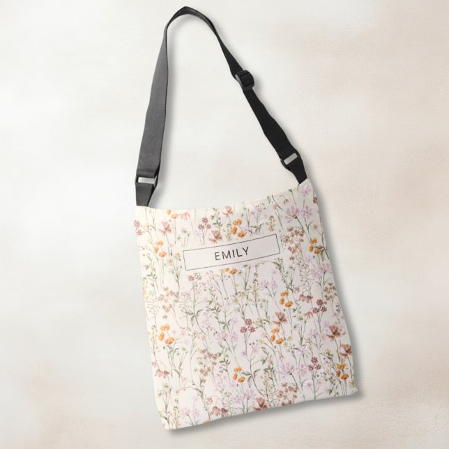 Sac Ajustable Boho Fleur sauvage Tout-Sur-Impression Épaule Beig (Créateur téléchargé)