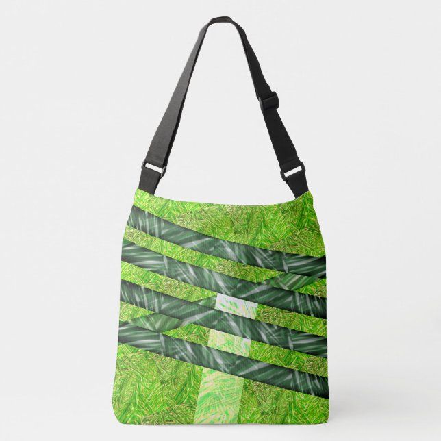 Sac Ajustable Bolsa verde amarelado com riscos e traços 'bambu' (Devant)