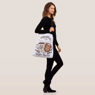 Sac Ajustable Bon café, bons amis avec deux tasses à café