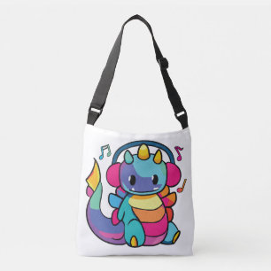 Sac Ajustable Bon dragon avec écouteurs écoutant de la musique.