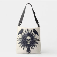 Bouquet Goth avec trois crânes et deux hiboux