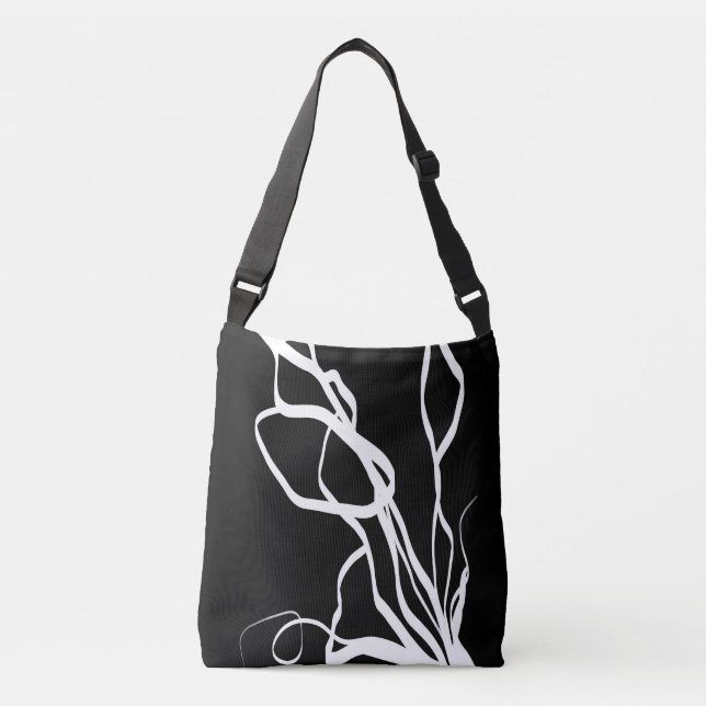 Sac Ajustable Bouquet Noir : Abstrait noir et blanc (Devant)