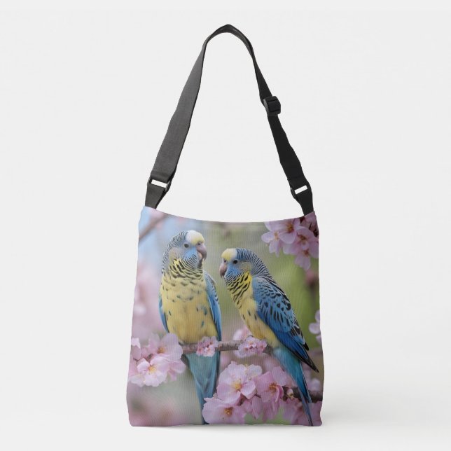 Sac Ajustable Boutiques Bleues Et Jaunes Dans L'Arbre En Fleur R (Devant)