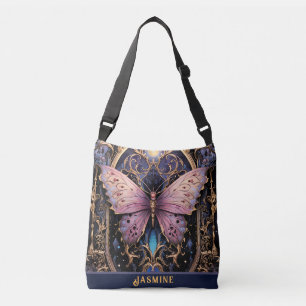 Sac Ajustable Butterfly violet rose or Art déco tendance