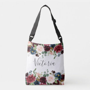 Sac Ajustable Cadeau de fête de mariage floral bordeaux rose rou