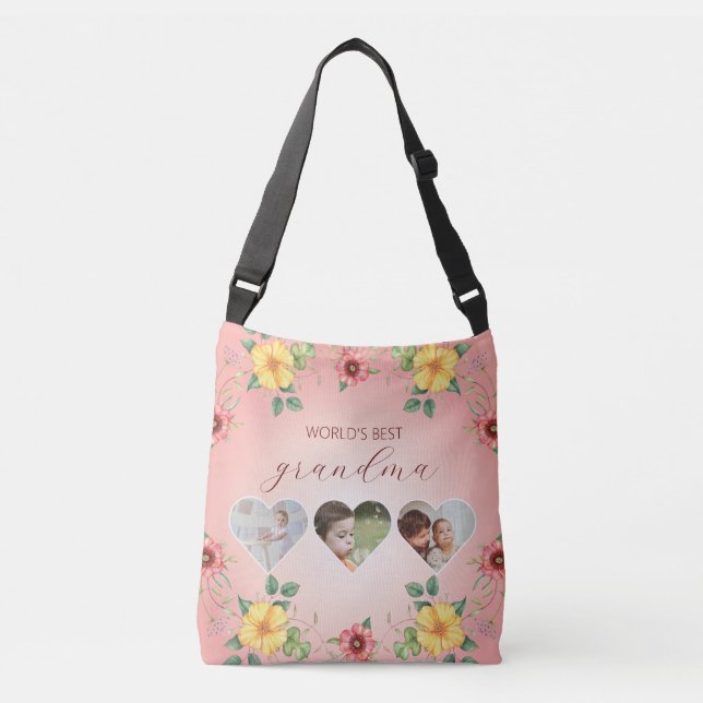Sac Ajustable Cadre photo en forme de cœur fleuri pour la meille (Devant)