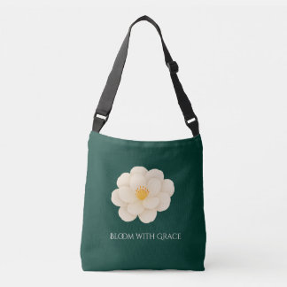 Sac Ajustable Camélia blanc élégant - Fleur botanique verte prof