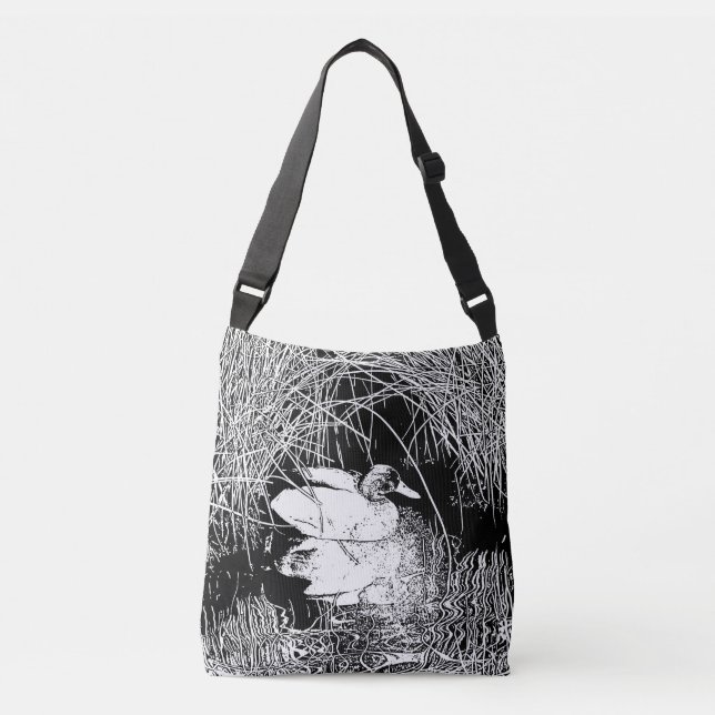 Sac Ajustable Canard colvert sur le lac Oiseau noir et blanc (Devant)