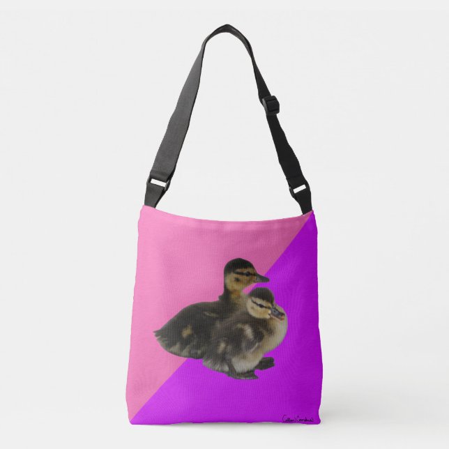 Sac Ajustable Canetons sur framboise rose et sorbet violet (Devant)