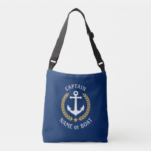 Sac Ajustable Capitaine Votre nom de bateau Ancre Gold Laurel Ma