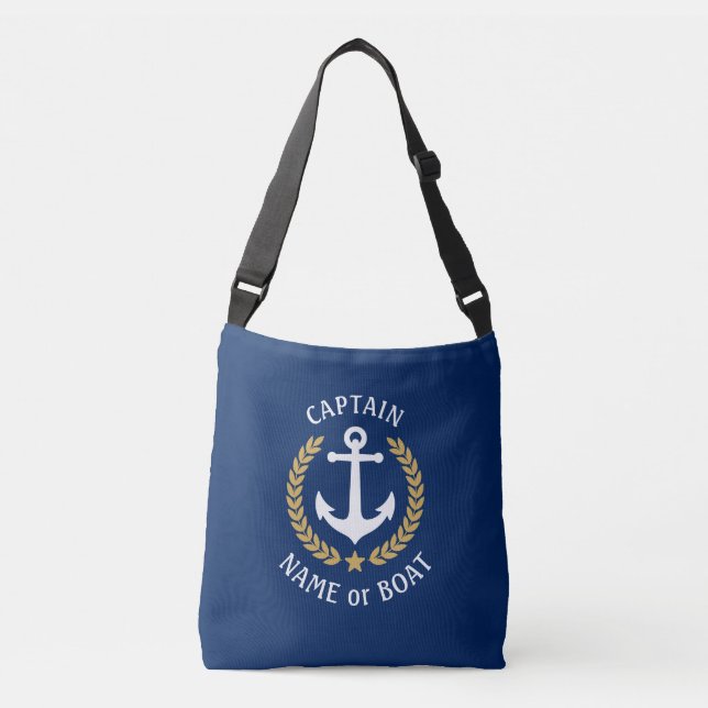Sac Ajustable Capitaine Votre nom de bateau Ancre Gold Laurel Ma (Devant)