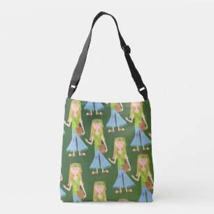 Sac Ajustable Caricature de fille hippie adorable Motif rétro
