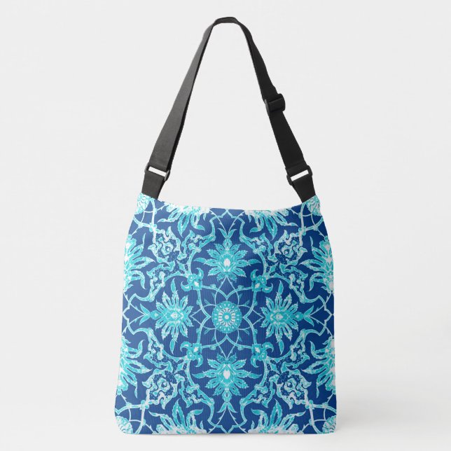 Sac Ajustable Carrelage chinois Art Nouveau - Turquoise et Bleu (Devant)