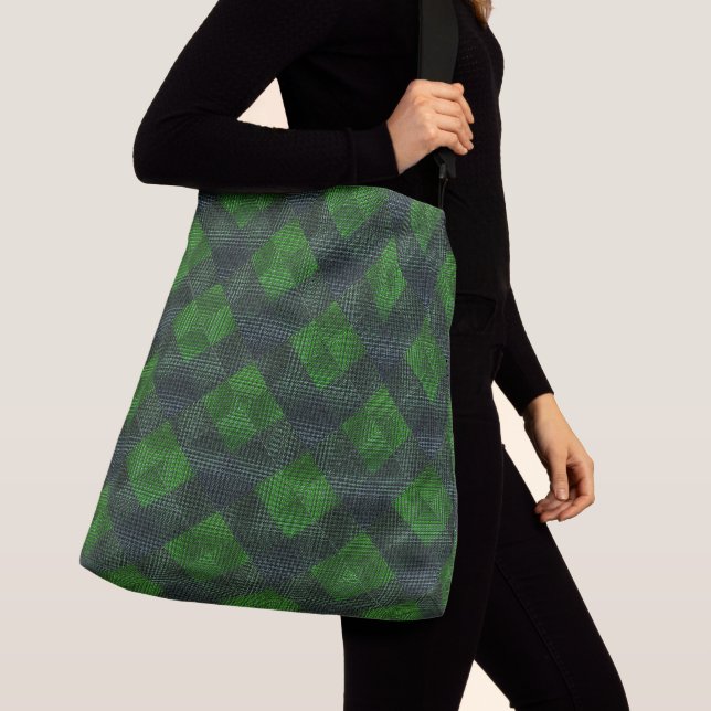 Sac Ajustable Carrés ou style d'échecs noirs et verts (De près)