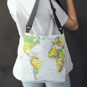 Sac Ajustable Carte du monde Atlas Poster Politique : Décoration