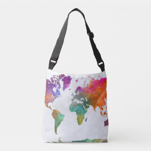 Sac Ajustable Carte du monde dans l'aquarelle