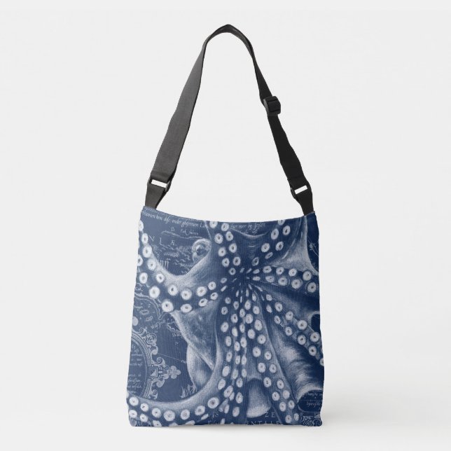 Sac Ajustable Carte Vintage de poulpe bleue Chic (Devant)