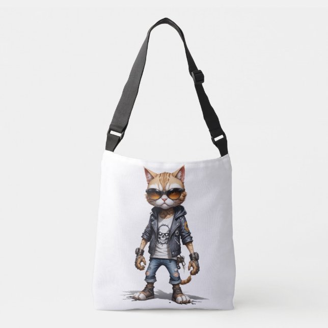 Sac Ajustable Cat Biker Rebel en cuir Jacket Cool Style urbain (Devant)