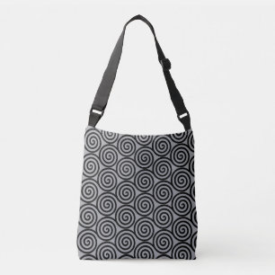 Sac Ajustable Cercles en spirale noire sur gris argent rapide