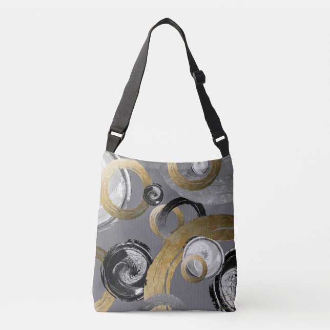 Sac Ajustable Cercles noirs et blancs approximatifs d'anneaux (Devant)