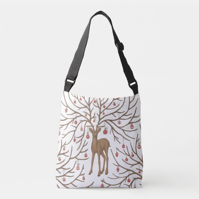 Sac Ajustable Cerf de Noël sur fond blanc (Devant)