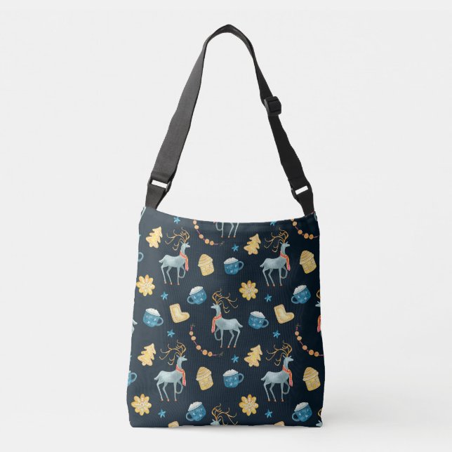 Sac Ajustable Cerfs de Noël : Aquarelle Motif sans ambages (Devant)