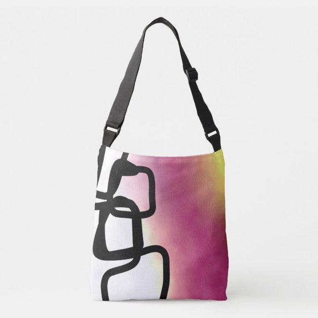 Sac Ajustable Chaîne de blocage : Abstrait rose, jaune, noir et  (Devant)